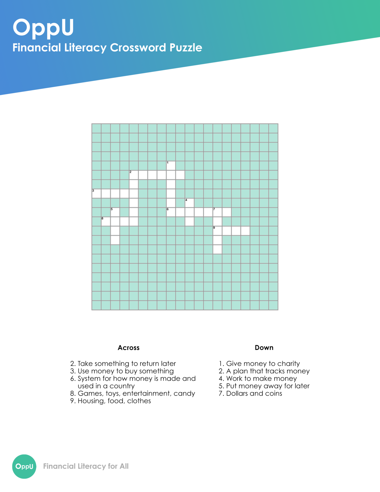 OppU Beginner Crossword Puzzle