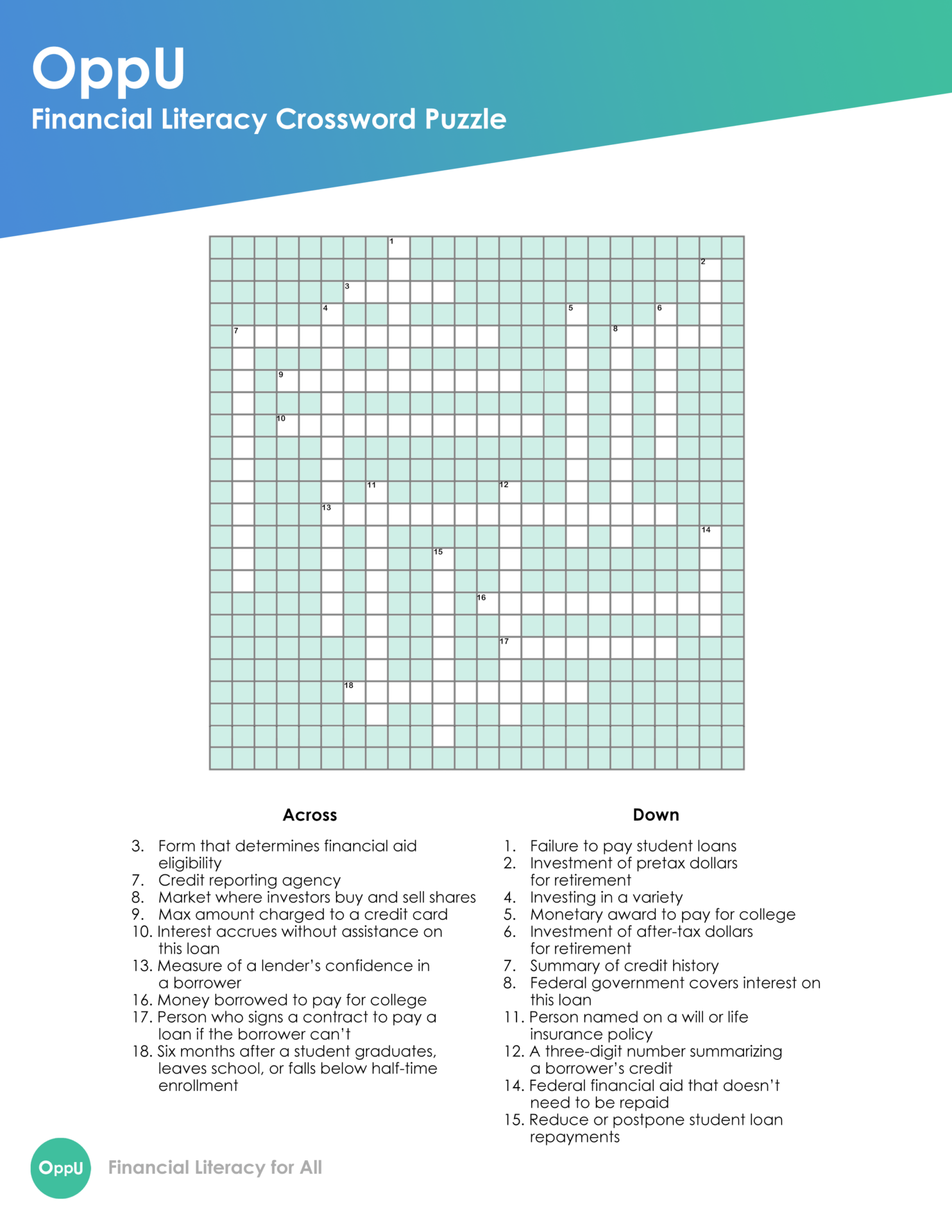 OppU Advanced Crossword Puzzle